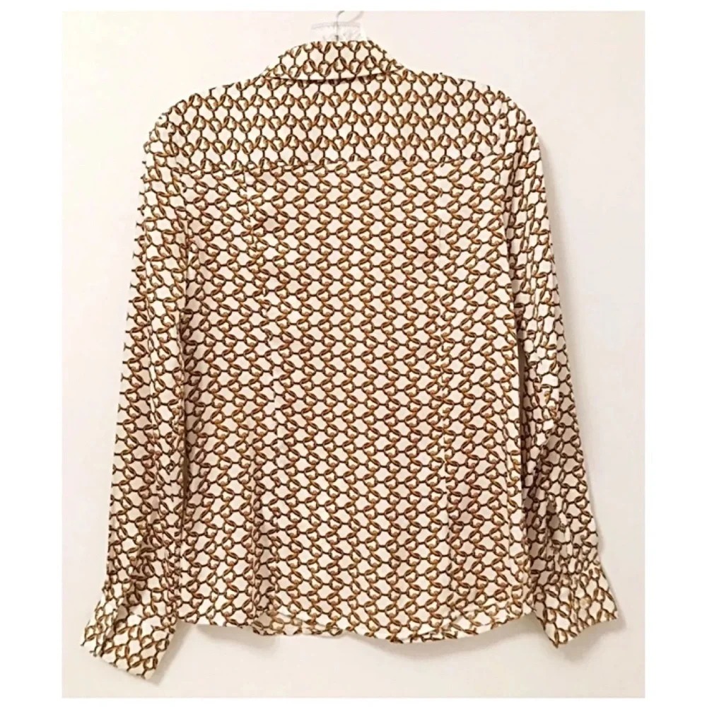 MICHAEL KORS Sz P Gold Chain Button Down Blouse